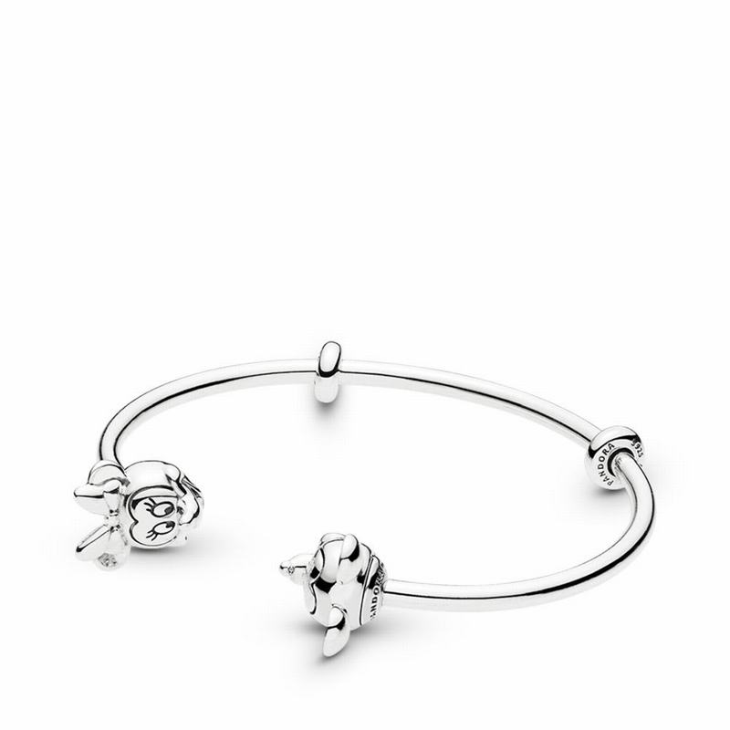 Pandora Disneyr, Mickey & Minnie Open Bangle Bracelet - Sterling Silver/Silicone - Canada | DB5757IX